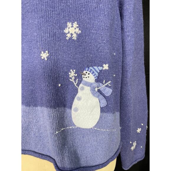 Vintage Ugly Christmas Sweater, Croft & Barrow Petite, Periwinkle Blue Cardigan - Picture 6 of 11